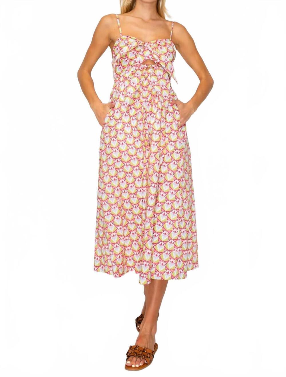 NEW MEET ME IN SANTORINI bow tie midi dress in mythic petals